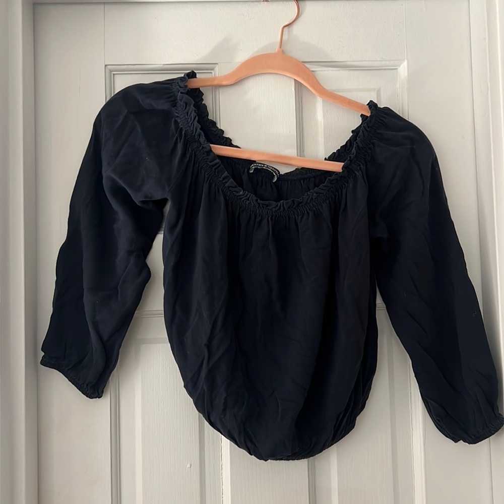 Navy blue off the shoulder top brandy melville